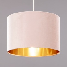 BHS Velvet Easy Fit Light Shade 30cm - Pink/Brass