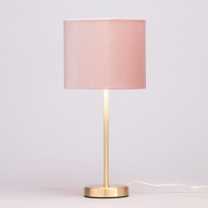BHS Velvet Table Lamp Pink & Brass