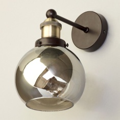 BHS Carter Industrial 1 Light Wall Light - Bronze Brass With Smoke