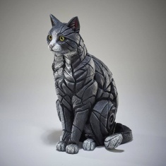 Edge Sitting Cat Sculpture - Black/White