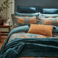 Morris & Co Honeysuckle & Tulip Mulberry & Teal Duvet Cover