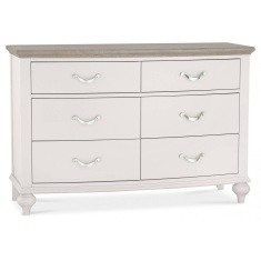 Montreal Grey Washed Oak & Soft Grey 6 Drawer Wide Chest
