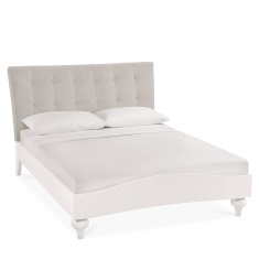 Montreal Soft Grey Bed Frame With Upholstered Headboard - Pebble Grey