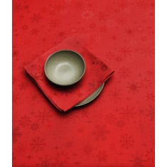 Peggy Wilkins Snow Crystal 67 x 100 Christmas Tablecloth - Red