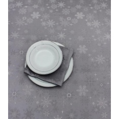 Peggy Wilkins Snow Crystal 67 x 100 Christmas Tablecloth - Grey