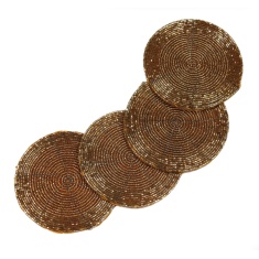 Peggy Wilkins Bliss Beaded Coasters Set Of 4 - Gold