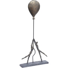Libra Antique Bronze Couple With A Balloon Sculpture