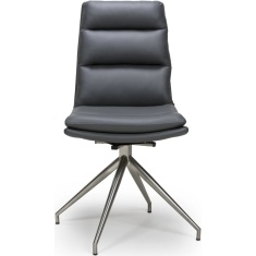 Nevada Swivel Dining Chair Stainless Steel Frame Grey Seat Nevada Swivel Dining Chair Stainless Steel Frame Grey Seat