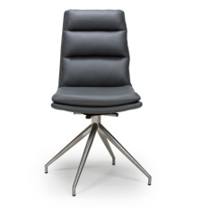 Nevada Swivel Dining Chair Stainless Steel Frame Grey Seat