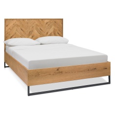 Vaughan Chevron Oak Panel Bed Frame