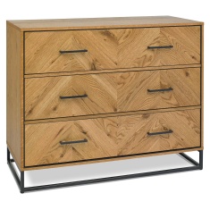 Vaughan Chevron Oak 3 Drawer Chest