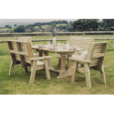 Churnet Valley Ergo 6 Seat Table Set - 2 x Chairs & 2 x Benches
