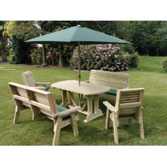 Churnet Valley Ergo 8 Seat Table Set - 2 x Chairs & 2 x 3-Seater Benches