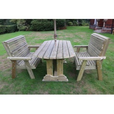 Churnet Valley Ergo 4 Seat Table Set - 2 x Benches