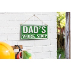 La Hacienda Dad's Workshop Embossed Metal Sign