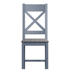 Hexham Painted Blue Cross Back Dining Chair Grey Check