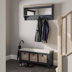 Hexham Painted Blue Hall Bench Top