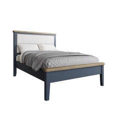 Hexham Painted Blue Bed With Fabric Headboard & Low End Footboard Set