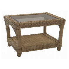 Desser Seville Light Oak Cane Coffee Table & Glass Desser Seville Light Oak Cane Coffee Table & Glass