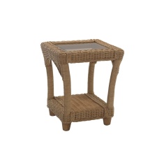 Desser Seville Light Oak Cane Lamp Table & Glass Desser Seville Light Oak Cane Lamp Table & Glass