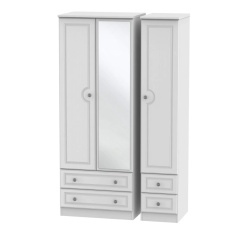 Nocton Tall Triple 2 Drawer Mirror + Drawer Wardrobe Nocton Tall Triple 2 Drawer Mirror + Drawer Wardrobe