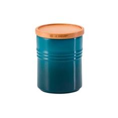 Le Creuset Medium Storage Jar With Wood Lid Deep Teal Le Creuset Medium Storage Jar With Wood Lid Deep Teal