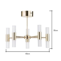 BHS Lois 10 Light Semi Flush Ceiling Light Brass