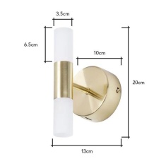 BHS Lois Twin Frosted Wall Light Satin Brass