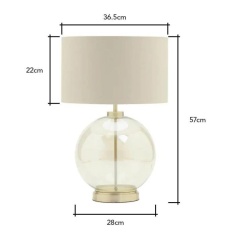 BHS Metro Clear Glass Sphere Table Lamp - Satin Brass