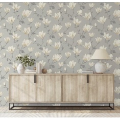 Arthouse Lily Floral Natural Wallpaper