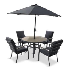 LG Outdoor Monza 4 Seat Set with High Back Armchairs and Parasol