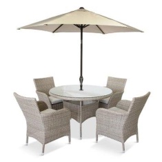 LG Outdoor Monaco Sand 4 Seat Dining Set & Parasol