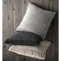Catherine Lansfield Velvet & Fur Cushion Natural