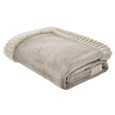 Catherine Lansfield Velvet & Fur Throw Natural