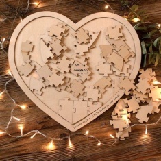 Love Story Heart Shaped Puzzle Guest Book