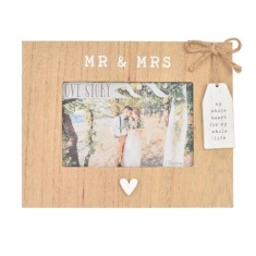 6 X 4 - Love Story Wooden Mr & Mrs Photo Frame With Tag