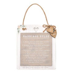 Love Story Wooden Marriage Rules Plaque