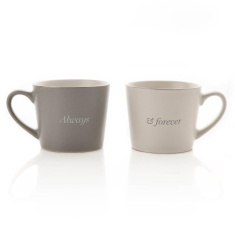 Amore Set Of 2 Grey & White Mugs - Always & Forever Amore Set Of 2 Grey & White Mugs - Always & Forever