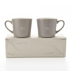 Amore Set Of 2 Grey Mugs - Mr & Mr