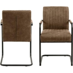 Adele Dining Chair With Armrest - Light Brown