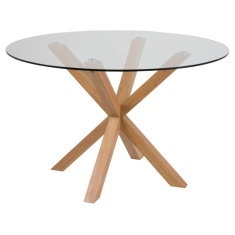 Heaven 120 cm Dining Table - Glass With Oak Base