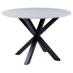 Heaven 110cm Dining Table - White Marble With Matt Black Base