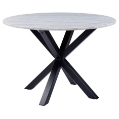 Heaven Dining Table - White Marble With Matt Black Base