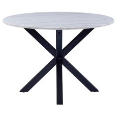 Heaven 110cm Dining Table - White Marble With Matt Black Base Heaven 110cm Dining Table - White Marble With Matt Black Base