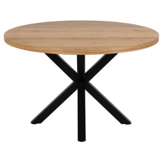 Heaven 120cm Dining Table - Oak Veneer With Matt Black Base Heaven 120cm Dining Table - Oak Veneer With Matt Black Base