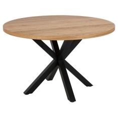 Heaven 120cm Dining Table - Oak Veneer With Matt Black Base