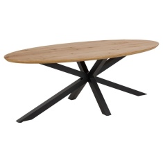 Heaven 220cm Dining Table - Oak Veneer With Matt Black Base