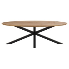 Heaven 220cm Dining Table - Oak Veneer With Matt Black Base Heaven 220cm Dining Table - Oak Veneer With Matt Black Base