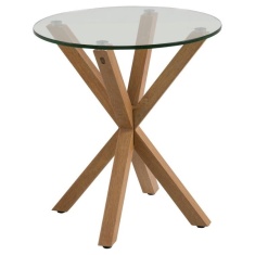 Heaven Side Table - Glass With Oak Base