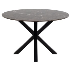 Heaven 120cm Dining Table - Brown Marble With Matt Black Base Heaven 120cm Dining Table - Brown Marble With Matt Black Base